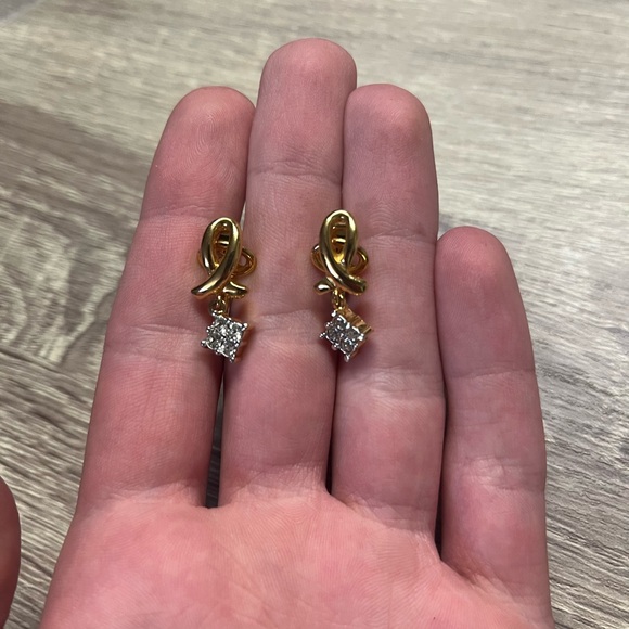 Like New! Vintage Nina Ricci Gold Colour Crystal Earrings - Clip-on - Picture 5 of 5